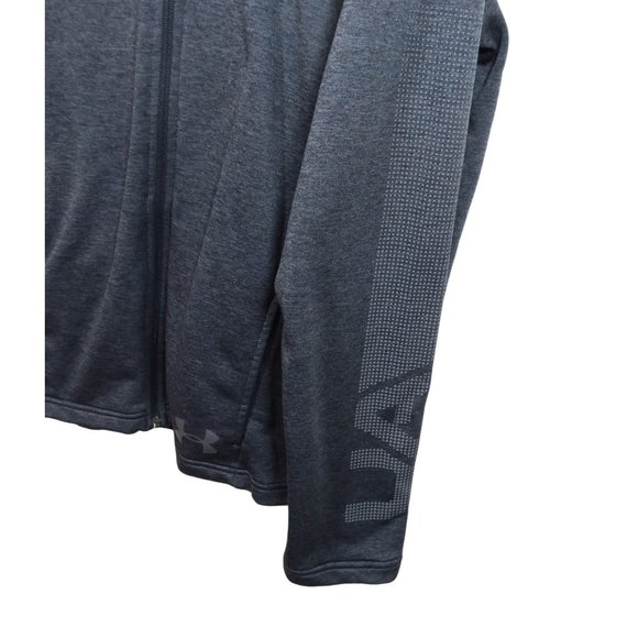 UNDER ARMOUR XL Charcoal Gray Cold Gear Logo Sleeve Loose Zip Hoodie Sweatshirt - Picture 3 of 7